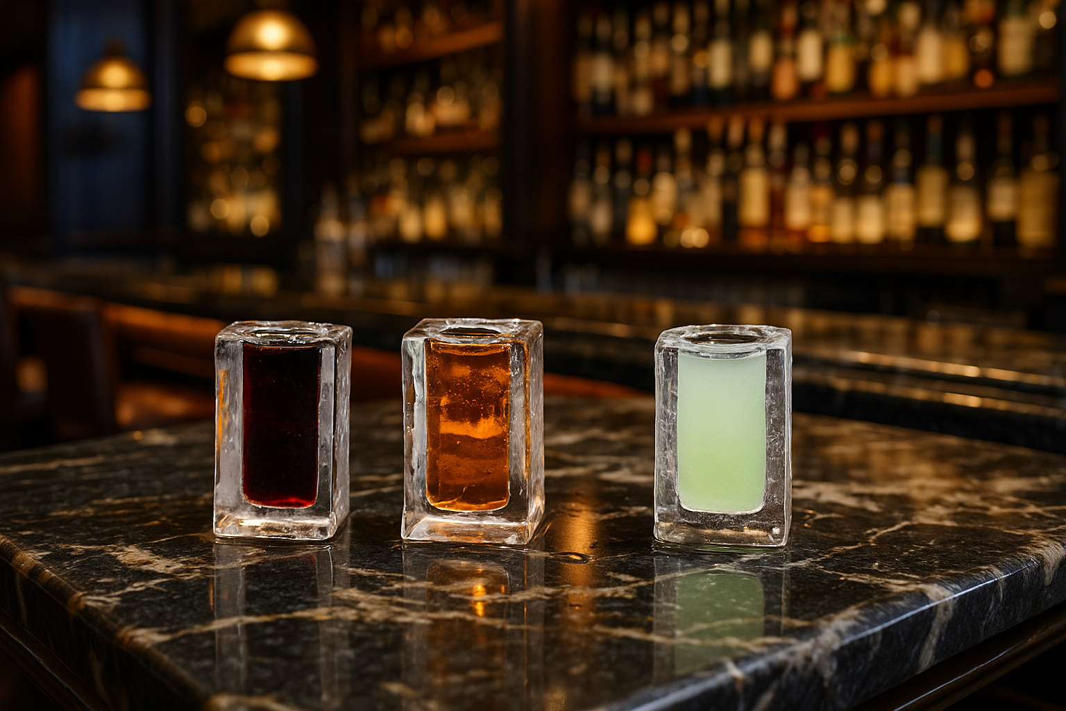Crystal-clear ice cubes in professional product photography lighting setup